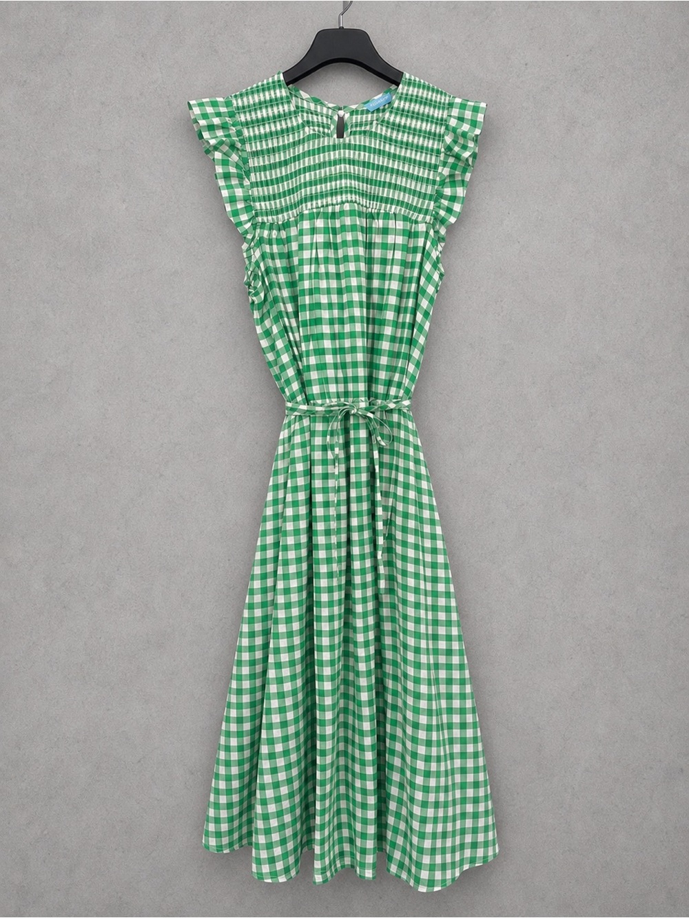 Draper James Green and White Gingham Dress with Smocked Detail